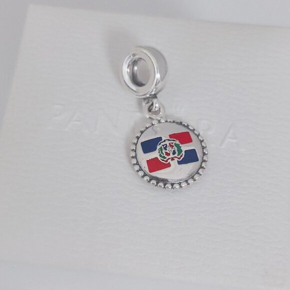 Pandora Dominican Republic Flag Dangle Charm Travel Vacation Pendant S925 Silver - Picture 4 of 8